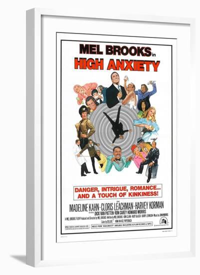 HIGH ANXIETY, US poster, Mel Brooks (top center), 1977-null-Framed Art Print