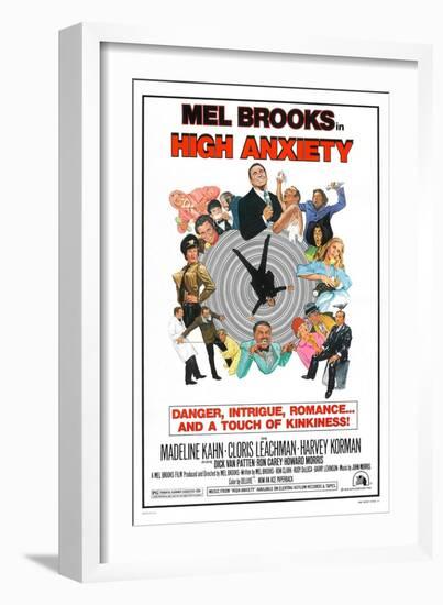 HIGH ANXIETY, US poster, Mel Brooks (top center), 1977-null-Framed Art Print