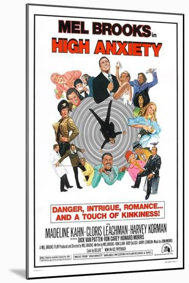 HIGH ANXIETY, US poster, Mel Brooks (top center), 1977-null-Mounted Art Print