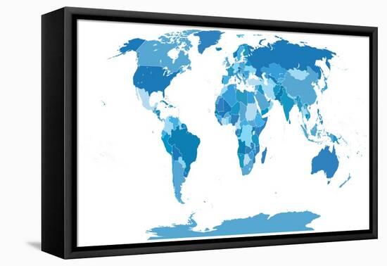 High Detail World Map.All Elements are Separated in Editable Layers Clearly Labeled. Vector-ekler-Framed Stretched Canvas