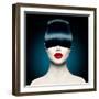 High Fashion Model Girl Portrait with Trendy Fringe Hair Style and Makeup. Long Black Fringe Hairst-Subbotina Anna-Framed Photographic Print