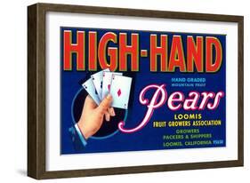 High Hand Pear Label-null-Framed Art Print