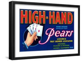 High Hand Pear Label-null-Framed Art Print