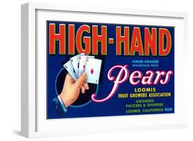 High Hand Pear Label-null-Framed Art Print