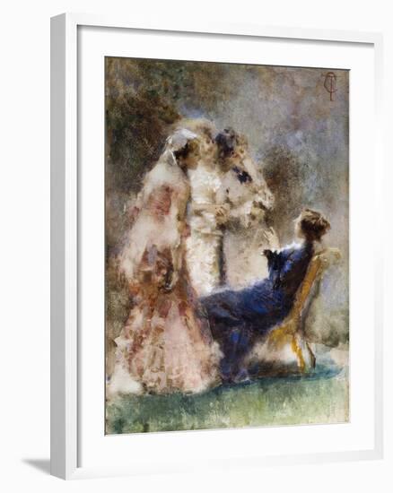 High Life (A Piquant Conversation) Par Cremona, Tranquillo (1837-1878). Watercolour on Cardboard, S-Tranquillo Cremona-Framed Giclee Print