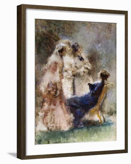 High Life (A Piquant Conversation) Par Cremona, Tranquillo (1837-1878). Watercolour on Cardboard, S-Tranquillo Cremona-Framed Giclee Print