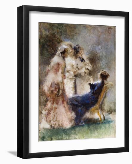 High Life (A Piquant Conversation) Par Cremona, Tranquillo (1837-1878). Watercolour on Cardboard, S-Tranquillo Cremona-Framed Giclee Print