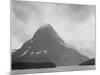 High Lone Mountain Peak Lake In Foreground "Two Medicine Lake. Glacier NP" Montana. 1933-1942-Ansel Adams-Mounted Art Print