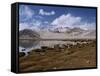 High Mountain Lake and Mountain Peaks, Beside the Karakoram Highway, China-Alison Wright-Framed Stretched Canvas