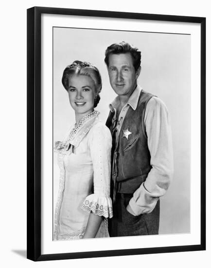 HIGH NOON, 1952 directed by FRED ZINNEMANN Grace Kelly and Lloyd Bridges (b/w photo)-null-Framed Photo