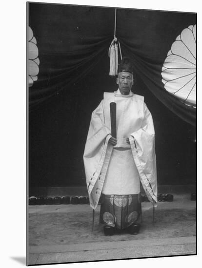 High Priest Matsutaro Suzuki Standing Outside Inari Shrine-Dmitri Kessel-Mounted Photographic Print