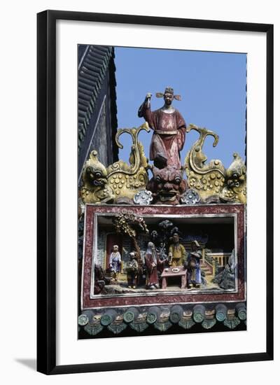 High-Relief Statue with Male Figure and Fantastic Animals in Ancestral Temple of Chen Family-null-Framed Giclee Print