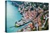 High Resolution Aerial View of the Picturesque Colorful Italian Town Argegno by Lake Como. European-mervas-Stretched Canvas