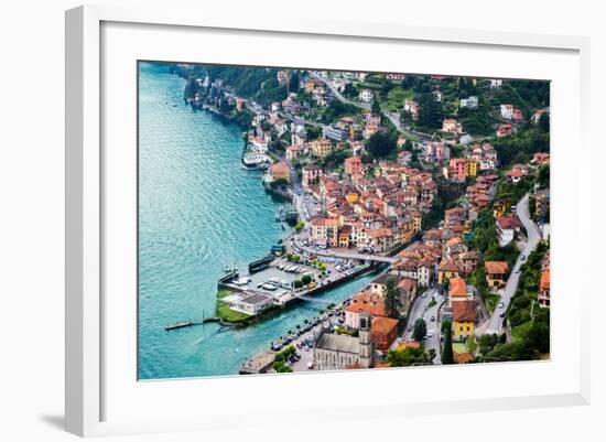 High Resolution Aerial View of the Picturesque Colorful Italian Town Argegno by Lake Como. European-mervas-Framed Photographic Print