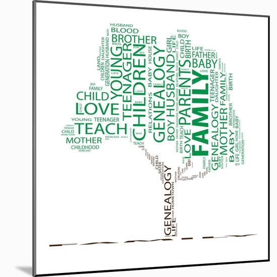 High Resolution Concept Or Conceptual Green Text Word Cloud Or Tagcloud As A Tree Isolated-bestdesign36-Mounted Art Print