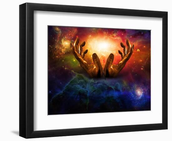 High Resolution Hands And Light-rolffimages-Framed Art Print