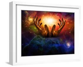 High Resolution Hands And Light-rolffimages-Framed Art Print