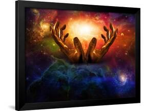 High Resolution Hands And Light-rolffimages-Framed Art Print