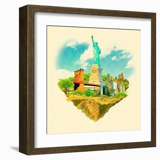 High Resolution Watercolor Illustration New York City-trentemoller-Framed Art Print