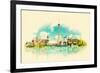 High Resolution Watercolor Panoramic City TORONTO City Illustration-trentemoller-Framed Art Print