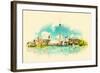 High Resolution Watercolor Panoramic City TORONTO City Illustration-trentemoller-Framed Art Print