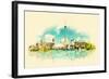 High Resolution Watercolor Panoramic City TORONTO City Illustration-trentemoller-Framed Art Print