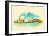 High Resolution Watercolor Panoramic City TORONTO City Illustration-trentemoller-Framed Art Print