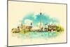 High Resolution Watercolor Panoramic City TORONTO City Illustration-trentemoller-Mounted Art Print