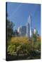 High-Rise Buildings Along from Inside Central Park on a Sunny Fall Day, New York-Greg Probst-Stretched Canvas