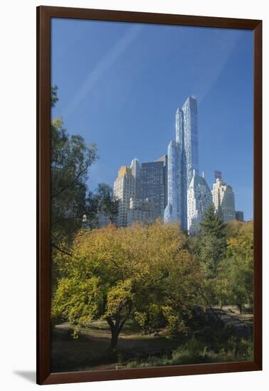 High-Rise Buildings Along from Inside Central Park on a Sunny Fall Day, New York-Greg Probst-Framed Photographic Print