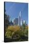 High-Rise Buildings Along from Inside Central Park on a Sunny Fall Day, New York-Greg Probst-Stretched Canvas