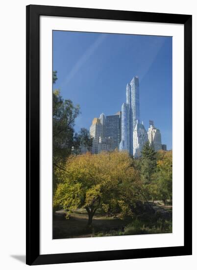 High-Rise Buildings Along from Inside Central Park on a Sunny Fall Day, New York-Greg Probst-Framed Premium Photographic Print