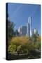 High-Rise Buildings Along from Inside Central Park on a Sunny Fall Day, New York-Greg Probst-Stretched Canvas