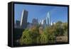 High-Rise Buildings Along from Inside Central Park on a Sunny Fall Day, New York-Greg Probst-Framed Stretched Canvas