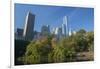 High-Rise Buildings Along from Inside Central Park on a Sunny Fall Day, New York-Greg Probst-Framed Premium Photographic Print
