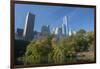 High-Rise Buildings Along from Inside Central Park on a Sunny Fall Day, New York-Greg Probst-Framed Premium Photographic Print