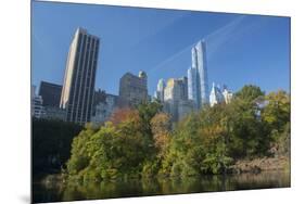 High-Rise Buildings Along from Inside Central Park on a Sunny Fall Day, New York-Greg Probst-Mounted Premium Photographic Print