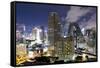 High Rise Buildings of Bangkok at Night from Rembrandt Hotel and Towers-Lee Frost-Framed Stretched Canvas