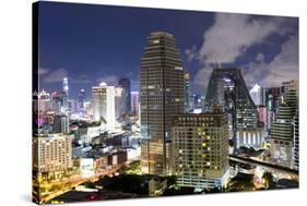 High Rise Buildings of Bangkok at Night from Rembrandt Hotel and Towers-Lee Frost-Stretched Canvas