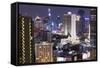 High Rise Buildings of Bangkok at Night from Rembrandt Hotel and Towers-Lee Frost-Framed Stretched Canvas