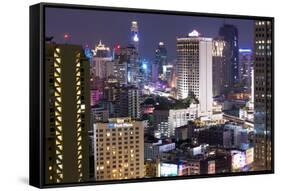 High Rise Buildings of Bangkok at Night from Rembrandt Hotel and Towers-Lee Frost-Framed Stretched Canvas