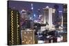 High Rise Buildings of Bangkok at Night from Rembrandt Hotel and Towers-Lee Frost-Stretched Canvas
