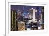 High Rise Buildings of Bangkok at Night from Rembrandt Hotel and Towers-Lee Frost-Framed Photographic Print