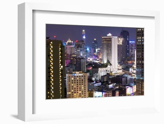 High Rise Buildings of Bangkok at Night from Rembrandt Hotel and Towers-Lee Frost-Framed Photographic Print