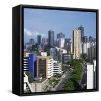 High Rise Buildings on the City Skyline of Salvador in Bahia State in Brazil, South America-Geoff Renner-Framed Stretched Canvas