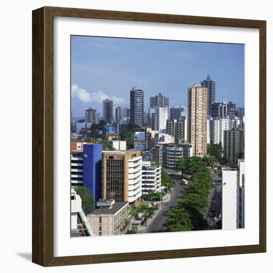 High Rise Buildings on the City Skyline of Salvador in Bahia State in Brazil, South America-Geoff Renner-Framed Photographic Print