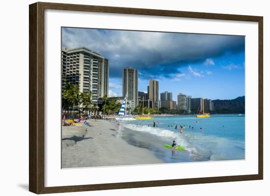 High Rise Hotels on Waikiki Beach, Oahu, Hawaii, United States of America, Pacific-Michael Runkel-Framed Photographic Print