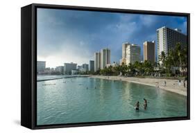 High Rise Hotels on Waikiki Beach, Oahu, Hawaii, United States of America, Pacific-Michael Runkel-Framed Stretched Canvas