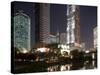 High Rise Office Towers at Dusk, Shanghai, China-Paul Souders-Stretched Canvas