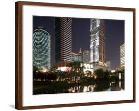 High Rise Office Towers at Dusk, Shanghai, China-Paul Souders-Framed Photographic Print